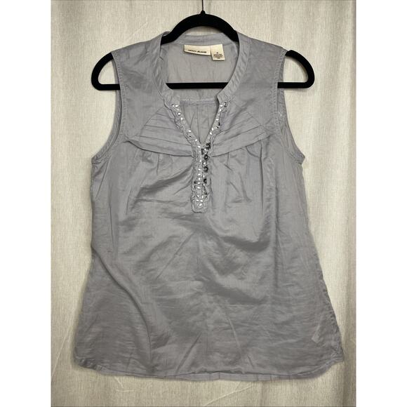 DKNY Jeans Sleeveless Top- Light Gray Studded Embellished Women’s Size Medium - Picture 1 of 6